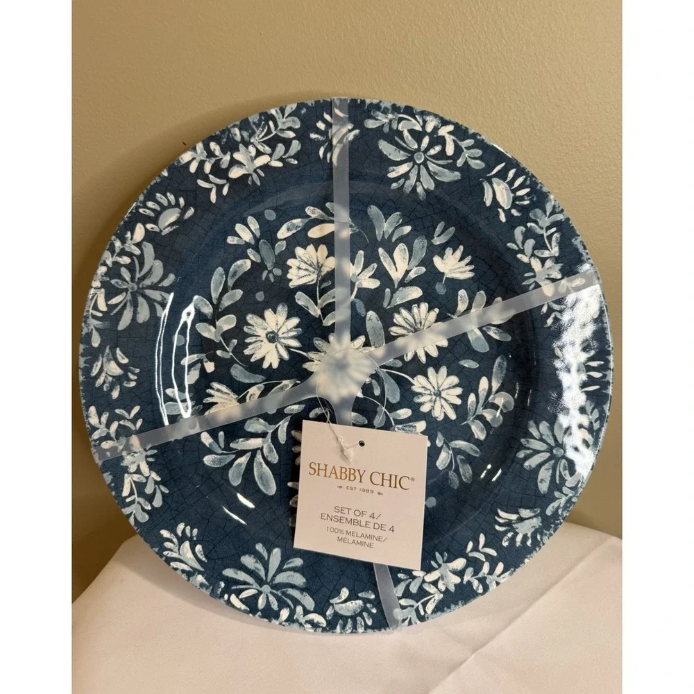 SHABBY CHIC MELAMINE Teal Spring Floral 10.5